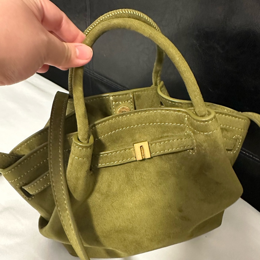 JW Pei HANA Mini Faux SuedeTote Bag - Dark Olive - Picture 9 of 9